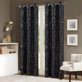 RT Designers Collection Bexley Foil Jacquard Polyester Grommet 2 Pack Window Curtain Panel Set 36" x 84" Black