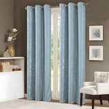 RT Designers Collection Bexley Foil Jacquard Polyester Grommet 2 Pack Window Curtain Panel Set 36" x 84" Wedgewood