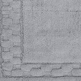 Sculptured Border Soft Plush Cotton Non-Slip Bath Rug Silver by Castle Hill