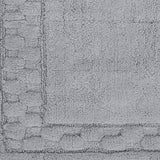 Sculptured Border Soft Plush Cotton Non-Slip Bath Rug Silver by Castle Hill