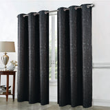 RT Designer Collection Cosmo Shimmer Jacquard 2 Pack Grommet Curtain Panel Pair 36" x 84" Black