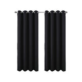 RT Designer Collection Cindy Textured 2 Pack Grommet Curtain Panel 36" x 84" Black