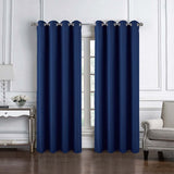 RT Designer Collection Cindy Textured 2 Pack Grommet Curtain Panel 36" x 84" Navy Blue
