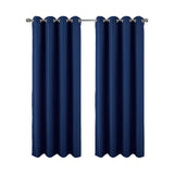 RT Designer Collection Cindy Textured 2 Pack Grommet Curtain Panel 36" x 84" Navy Blue