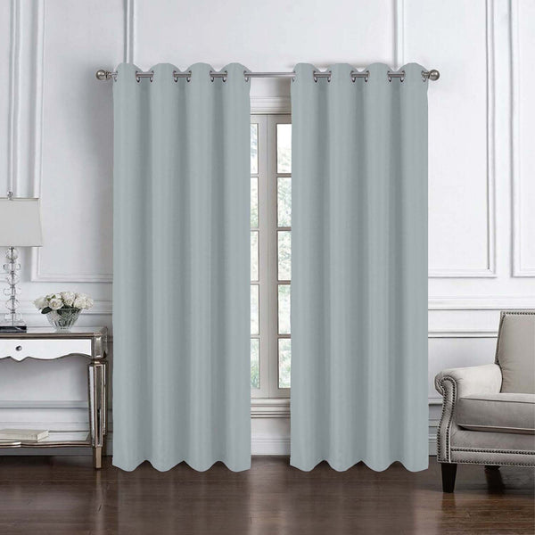 RT Designer Collection Cindy Textured 2 Pack Grommet Curtain Panel 36" x 84" Sil