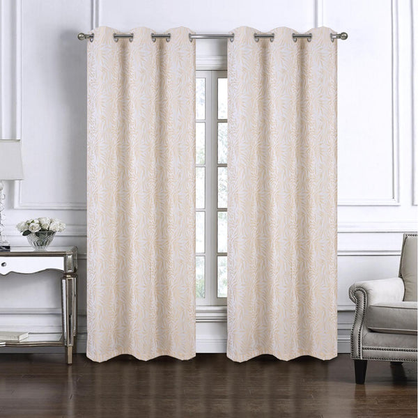 RT Designers Collection Liana Jacquard Grommet Curtain Panel Pair 36" x 84" Beig