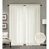 RT Designer Collection Laura Textured Sheer Rod Pocket Luxurious Modern Design Curtain Panel Pair 37" x 84" Ivory