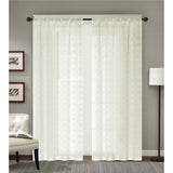 RT Designer Collection Laura Textured Sheer Rod Pocket Luxurious Modern Design Curtain Panel Pair 37" x 84" Ivory