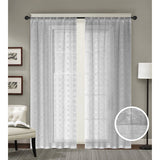 RT Designer Collection Laura Textured Sheer Rod Pocket Luxurious Modern Design Curtain Panel Pair 37" x 84" Silver