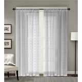 RT Designer Collection Laura Textured Sheer Rod Pocket Luxurious Modern Design Curtain Panel Pair 37" x 84" Silver