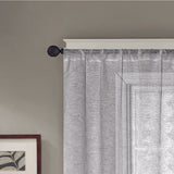 RT Designer Collection Laura Textured Sheer Rod Pocket Luxurious Modern Design Curtain Panel Pair 37" x 84" Silver