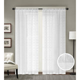 RT Designer Collection Laura Textured Sheer Rod Pocket Luxurious Modern Design Curtain Panel Pair 37" x 84" White