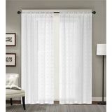 RT Designer Collection Laura Textured Sheer Rod Pocket Luxurious Modern Design Curtain Panel Pair 37" x 84" White