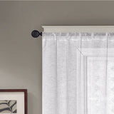 RT Designer Collection Laura Textured Sheer Rod Pocket Luxurious Modern Design Curtain Panel Pair 37" x 84" White