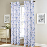 RT Designers Collection Meadow Grommet Metallic Sheer Printed Doily Curtain Panel Pair 36" x 84" Blue