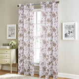 RT Designers Collection Meadow Grommet Metallic Sheer Printed Doily Curtain Panel Pair 36" x 84" Taupe