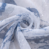 RT Designers Collection Marble Grommet Metallic Sheer Printed Doily Curtain Panel Pair 36" x 84" Blue