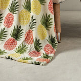 Natural Pineapple Micro Plush All Season Throw 50" x 70" Multicolor by Plazatex