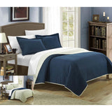 Chic Home Lugano Teresa Reversible Modern Design Bed In A Bag 7 Pieces Quilt Set Navy