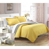 Chic Home Lugano Teresa Reversible Modern Design Bed In A Bag 7 Pieces Quilt Set Yellow
