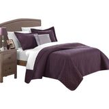 Chic Home Garibaldi Barcelo Traditional Embroidery Quilt Set Plum