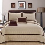 Chic Home Antoine Geometrical Design Elegant Quilted Bed In A Bag Sheet Set Decorative Pillows & Shams Beige