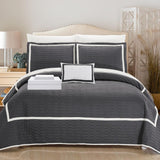 Chic Home Antoine Geometrical Design Elegant 8 Pieces Quilted Bed In A Bag Sheet Set Decorative Pillows & Shams Grey