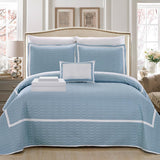Chic Home Antoine Geometrical Design Elegant 8 Pieces Quilted Bed In A Bag Sheet Set Decorative Pillows & Shams Blue