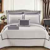 Chic Home Antoine Geometrical Design Elegant 8 Pieces Quilted Bed In A Bag Sheet Set Decorative Pillows & Shams White