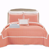 Chic Home Antoine Geometrical Design Elegant 8 Pieces Quilted Bed In A Bag Sheet Set Decorative Pillows & Shams Coral