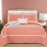 Chic Home Antoine Geometrical Design Elegant 8 Pieces Quilted Bed In A Bag Sheet Set Decorative Pillows & Shams Coral