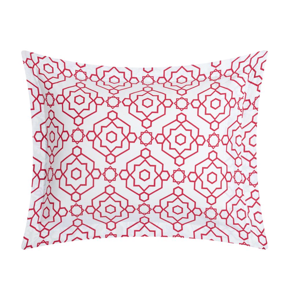 Chic Home Aspen Bohemian Inspired Contemporary Geometric Pattern Print Bedding Reversible Quilt Cover Set - Embroidered Decorative Pillow Shams Included - Pink