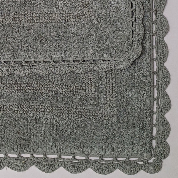 RT Designers Collection Adamo 2 Pieces Premium Cotton Anti Skid Bath Rug Set Gre
