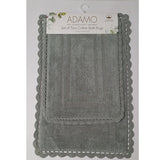 RT Designers Collection Adamo 2 Pieces Premium Cotton Anti Skid Bath Rug Set Grey