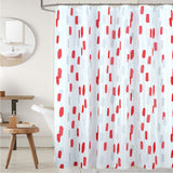 RT Designers Collection 90 GSM Printed Peva Glit Brush Stroke 13 Piece Shower Curtain Set 70" x 72" Red