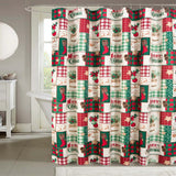 RT Designers Collection Christmas Patch Slub Shower Curtain 70" x 72" White/Red/Green