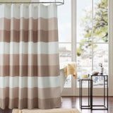 Olivia Gray Glamor Fade-resistant Striped Waffle Jacquard Shower Curtain with 12 Reinforced Stitched Buttonholes - 70-inch x 72-inch