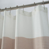 Olivia Gray Glamor Fade-resistant Striped Waffle Jacquard Shower Curtain with 12 Reinforced Stitched Buttonholes - 70-inch x 72-inch