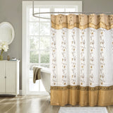 Priscilla Embroidered Shower Curtain With Double Valance by RT Designers Collection
