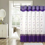 Priscilla Embroidered Shower Curtain With Double Valance by RT Designers Collection