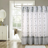 Priscilla Embroidered Shower Curtain With Double Valance by RT Designers Collection
