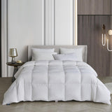 Serta 250 Thread Count Polyester-Cotton Blend Goose Down Fiber Comforter - All Seasons - Full/Queen 90x98, White