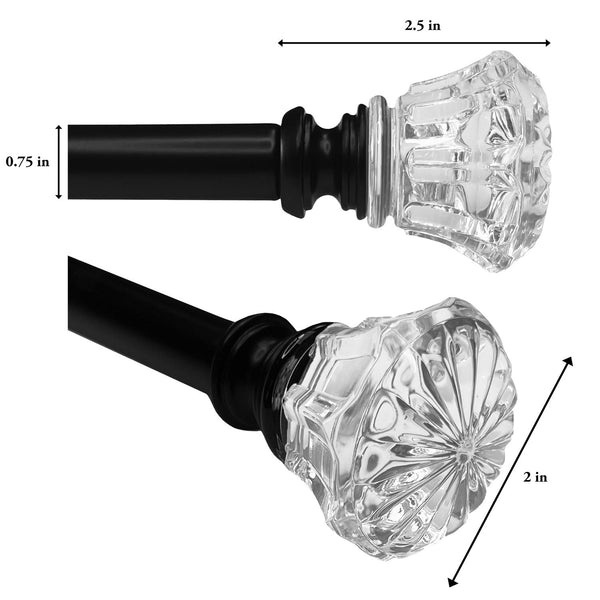 Versailles Scencillo Tulip Steel Heavy Duty Curtain Rod Set for Windows Black
