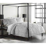 Shavel 100% Polyester Luxury Seersucker Brushstrokes Comforter Set with Pillowshams Gray