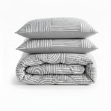 Shavel 100% Polyester Luxury Seersucker Brushstrokes Comforter Set with Pillowshams Gray