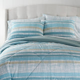 Shavel 100% Polyester Luxury Seersucker Crosshatch Stripe Comforter Set With Pillowshams Teal