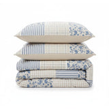 Shavel 100% Polyester Luxury Seersucker Chelsea Comforter Set With Pillowshams Patchwork Tan