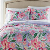 Shavel 100% Polyester Luxury Seersucker Floral Comforter Set With Pillowshams Happy Multi