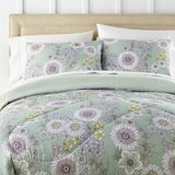 Shavel 100% Polyester Luxury Seersucker Wildflowers Comforter Set With Pillowshams Green