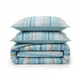 Shavel 100% Polyester Luxury Seersucker Crosshatch Stripe Comforter Set With Pillowshams Teal